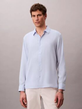 Camisa clásica de mezcla de lino liso