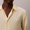Camisa clásica de mezcla de lino liso Camisa clásica de mezcla de lino liso