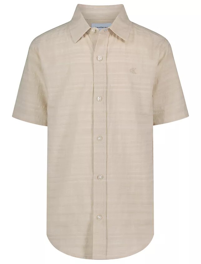 Camisa clásica de niños con rayas texturizadas y botones Camisa clásica de niños con rayas texturizadas y botones
