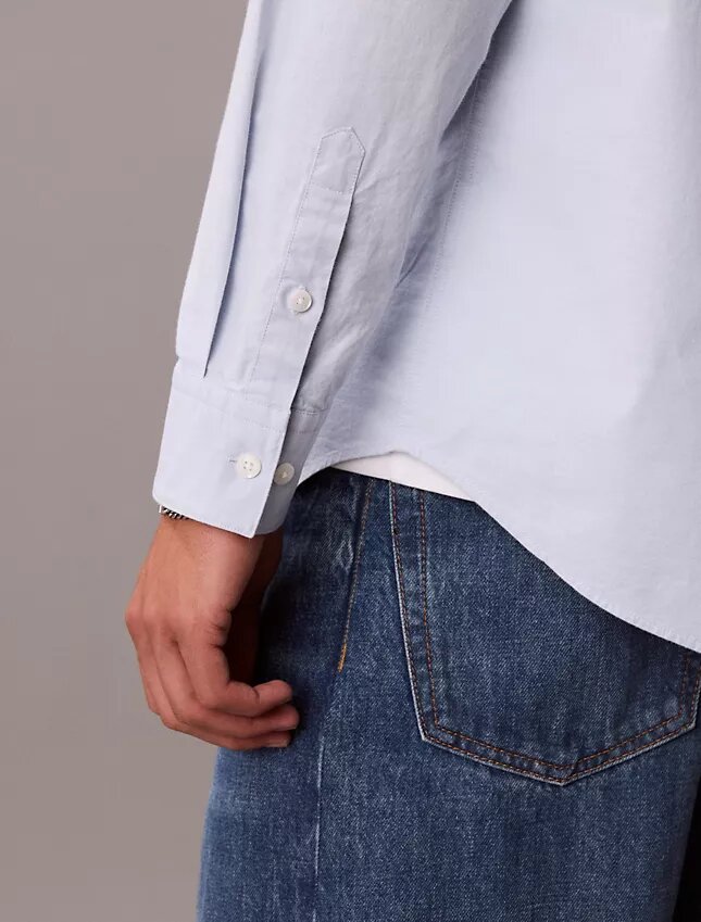 Camisa clásica de Oxford lisa con botones Camisa clásica de Oxford lisa con botones