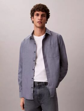Camisa clásica de popelín lavado con botones