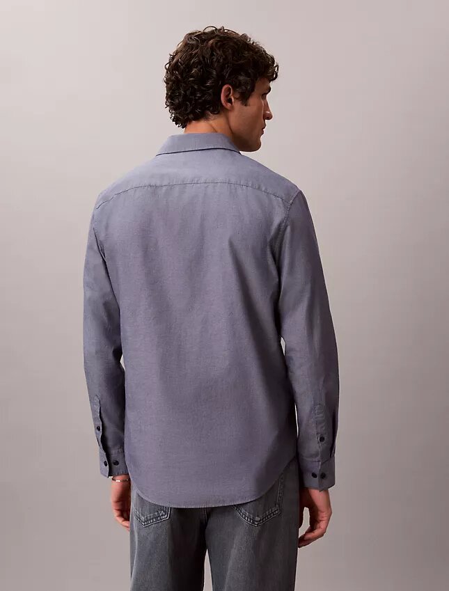Camisa clásica de popelín lavado con botones Camisa clásica de popelín lavado con botones