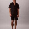 Camisa clásica de seersucker liso con botones Camisa clásica de seersucker liso con botones