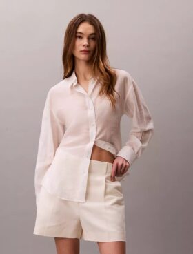 Camisa clásica de voile con botones