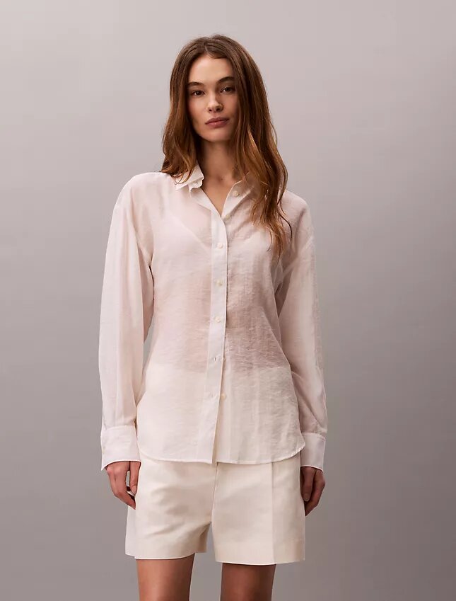 Camisa clásica de voile con botones Camisa clásica de voile con botones
