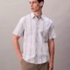 Camisa clásica elástica a rayas teñida en hilo Camisa clásica elástica a rayas teñida en hilo