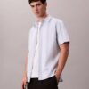 Camisa clásica elástica a rayas teñida en hilo Camisa clásica elástica a rayas teñida en hilo