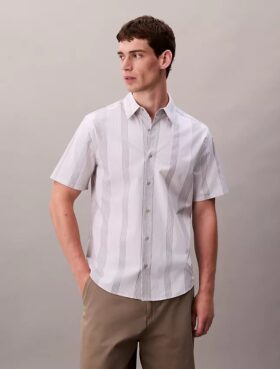 Camisa clásica elástica a rayas teñida en hilo