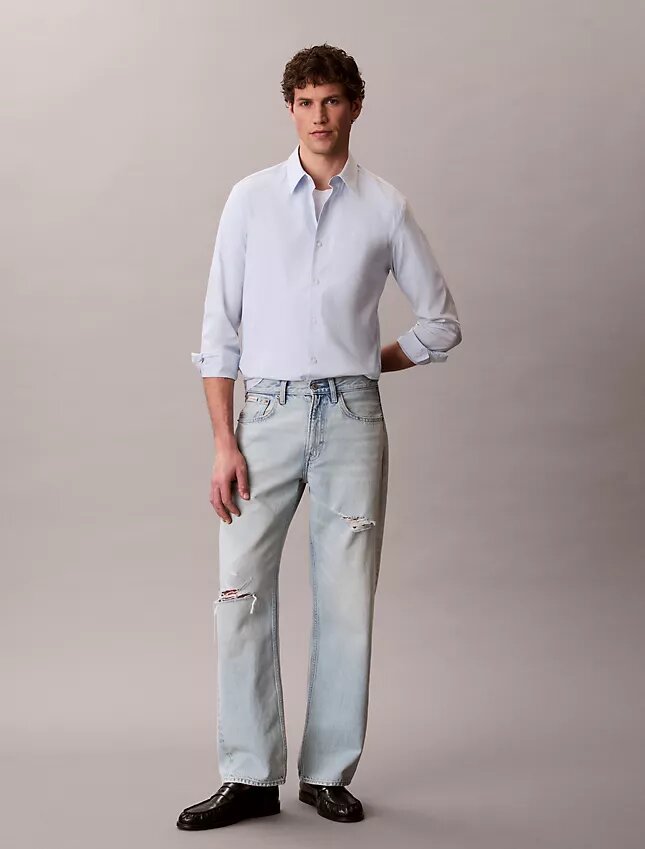 Camisa clásica elástica con botones Camisa clásica elástica con botones