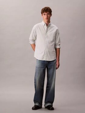 Camisa clásica Oxford a rayas con botones