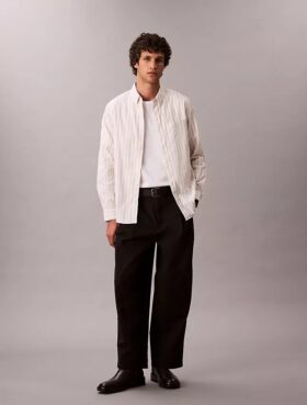 Camisa clásica Oxford a rayas con botones