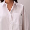 Camisa corta de corte cuadrado con botones de popelín de algodón Camisa corta de corte cuadrado con botones de popelín de algodón
