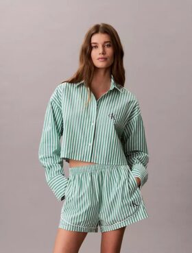 Camisa corta de dormir de popelín de algodón