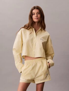 Camisa corta de dormir de popelín de algodón