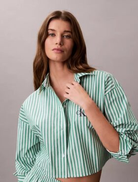Camisa corta de dormir de popelín de algodón
