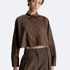 Camisa corta de manga dolman con botones
