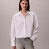 Camisa corta holgada de popelín con botones