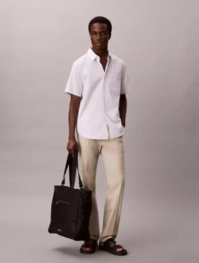 Camisa de algodón Cotton Stretch con rayas finas y botones