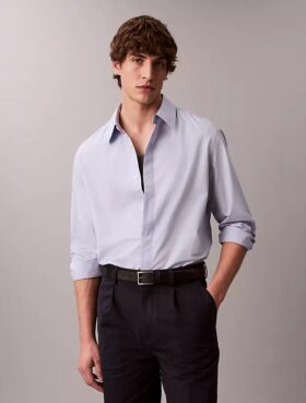 Camisa de algodón lisa de corte holgado con botones