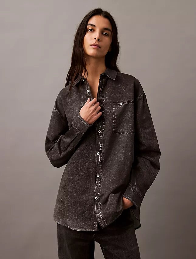 Camisa de botones con estampado Denim Camisa de botones con estampado Denim
