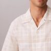 Camisa de cuadros de mezcla de lino con botones y corte holgado