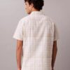 Camisa de cuadros de mezcla de lino con botones y corte holgado