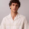 Camisa de cuadros de mezcla de lino con botones y corte holgado