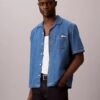 Camisa de Denim con mezcla de lino y botones Camisa de Denim con mezcla de lino y botones