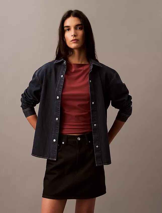 Camisa de Denim holgada con botones Camisa de Denim holgada con botones