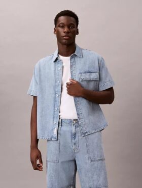Camisa de Denim utilitaria con botones