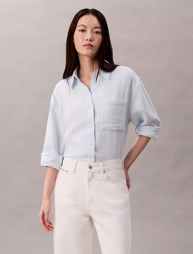 Camisa de doble gasa con lengüetas Camisa de doble gasa con lengüetas