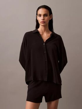 Camisa de dormir de viscosa tejida con botones