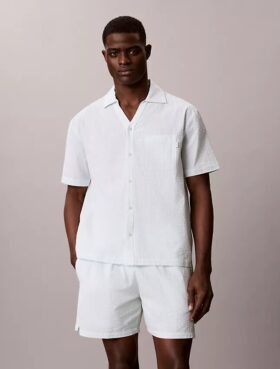 Camisa de dormir holgada con botones de seersucker