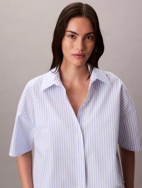 Camisa de dormir holgada de manga corta de popelín de algodón