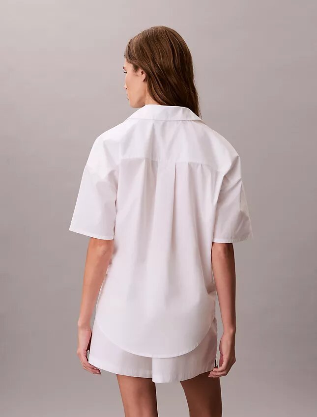 Camisa de dormir holgada de manga corta de popelín de algodón Camisa de dormir holgada de manga corta de popelín de algodón