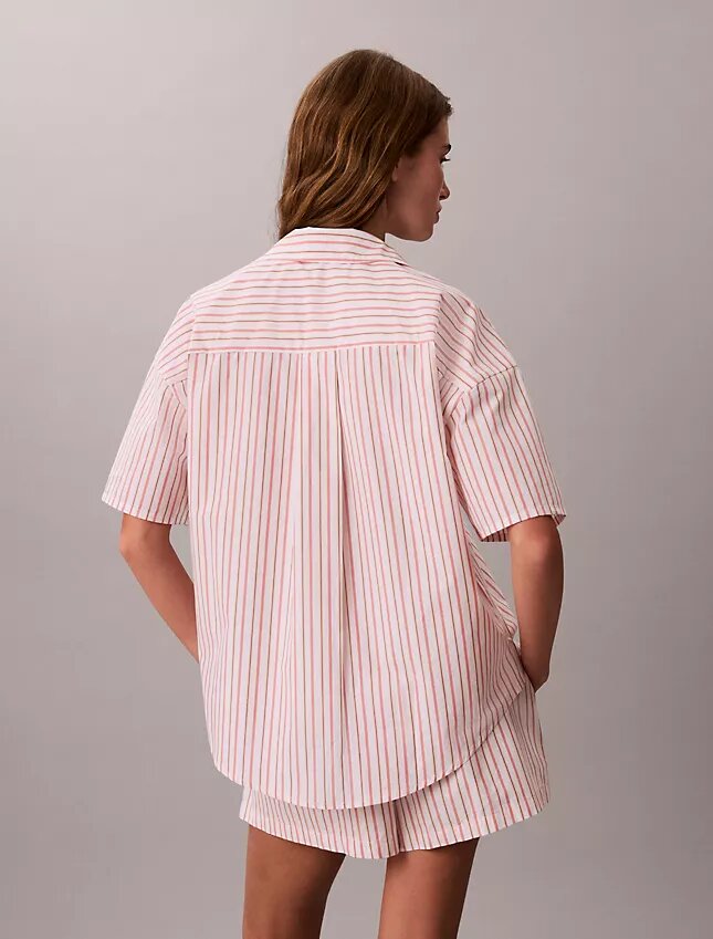 Camisa de dormir holgada de manga corta de popelín de algodón Camisa de dormir holgada de manga corta de popelín de algodón