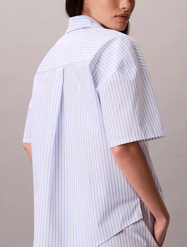 Camisa de dormir holgada de manga corta de popelín de algodón Camisa de dormir holgada de manga corta de popelín de algodón