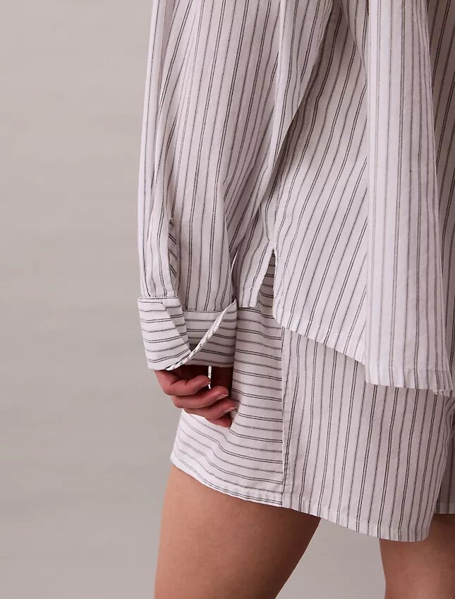Camisa de dormir holgada de popelín de algodón con botones Camisa de dormir holgada de popelín de algodón con botones