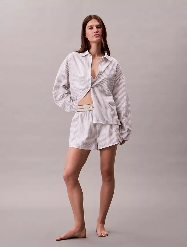 Camisa de dormir holgada de popelín de algodón con botones Camisa de dormir holgada de popelín de algodón con botones