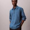 Camisa de franela melange con botones y corte holgado