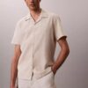 Camisa de lino y algodón de manga corta con botones Camisa de lino y algodón de manga corta con botones