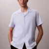 Camisa de lino y algodón de manga corta con botones Camisa de lino y algodón de manga corta con botones