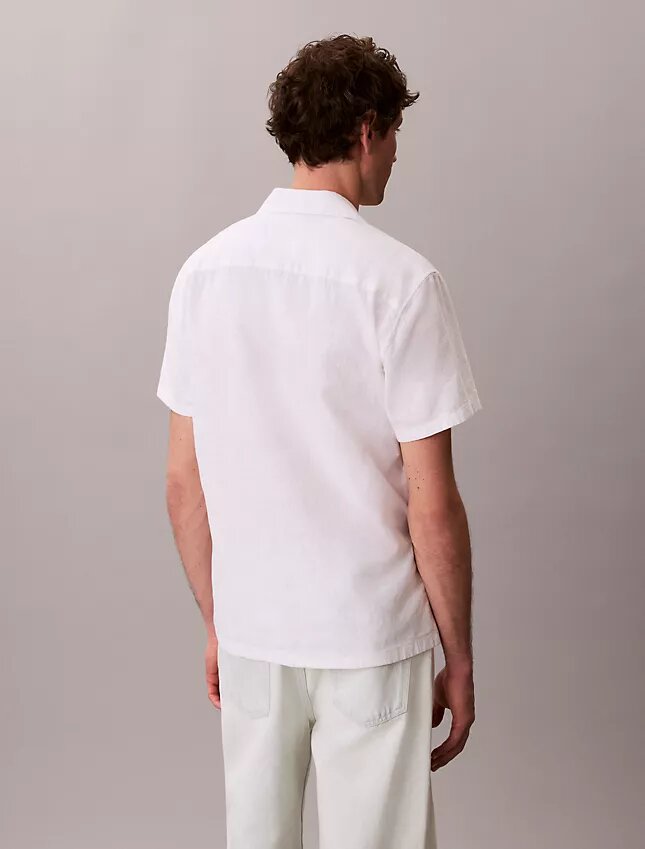 Camisa de lino y algodón de manga corta con botones Camisa de lino y algodón de manga corta con botones