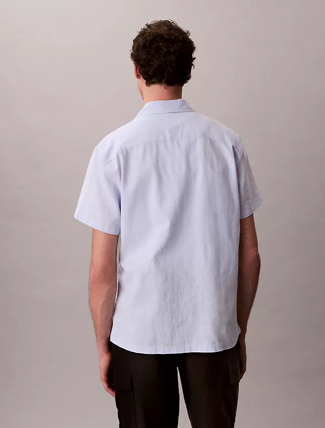 Camisa de lino y algodón de manga corta con botones Camisa de lino y algodón de manga corta con botones