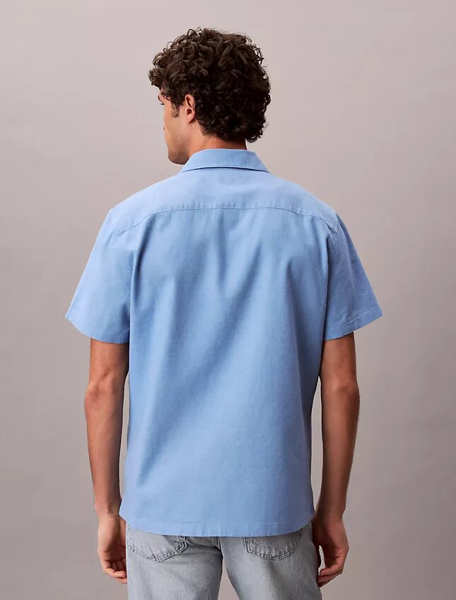 Camisa de lino y algodón de manga corta con botones Camisa de lino y algodón de manga corta con botones