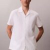 Camisa de lino y algodón de manga corta con botones Camisa de lino y algodón de manga corta con botones