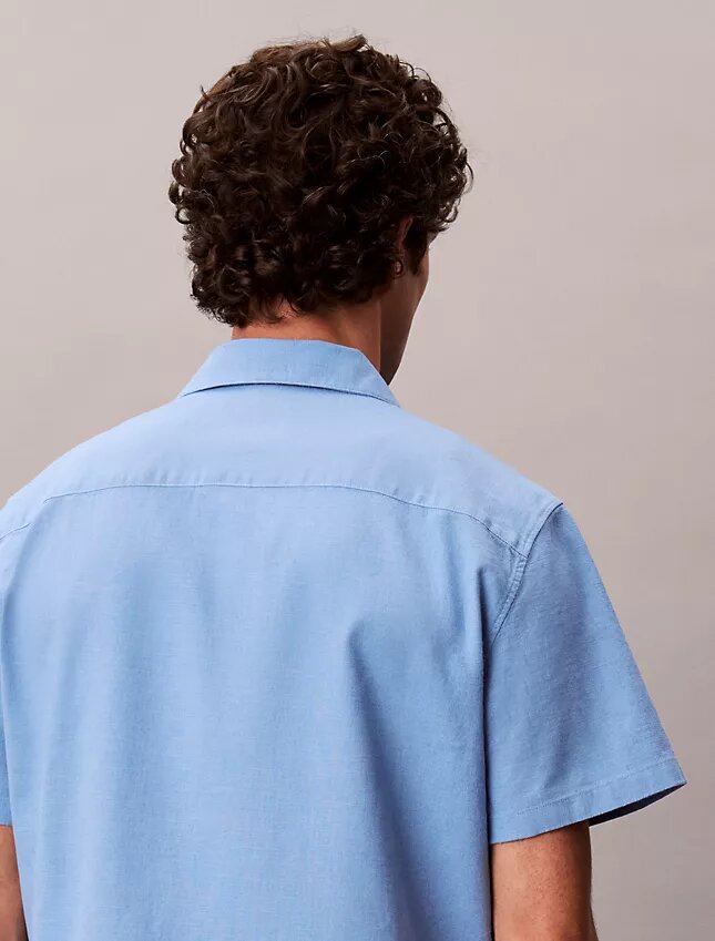 Camisa de lino y algodón de manga corta con botones Camisa de lino y algodón de manga corta con botones