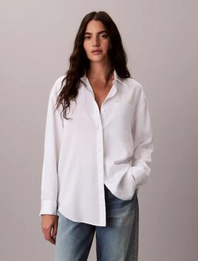 Camisa de lyocell con solapa enrollada y botones