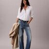 Camisa de lyocell con solapa enrollada y botones