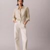 Camisa de lyocell con solapa enrollada y botones
